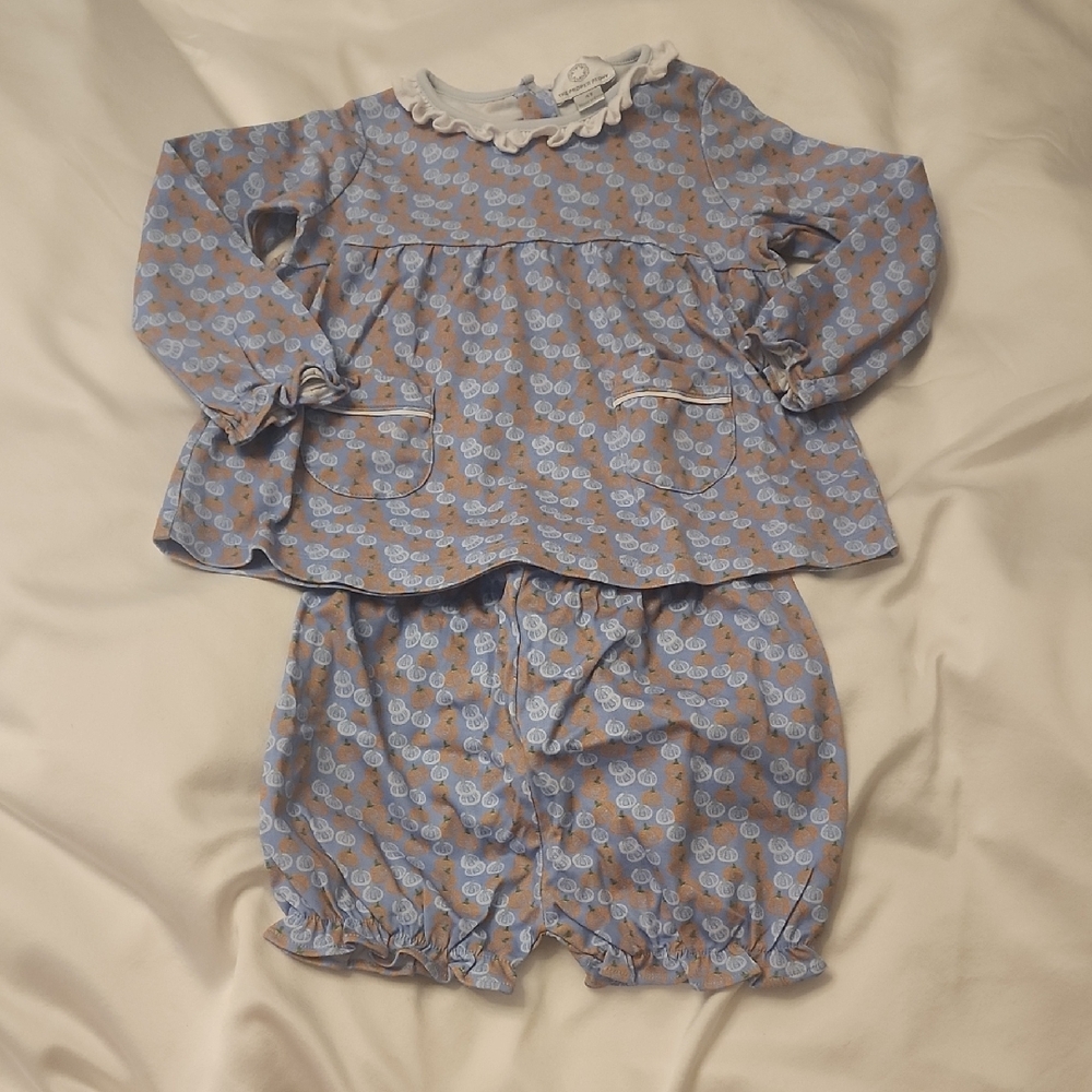 The Proper Peony Pumpkin Print Baby Outfit